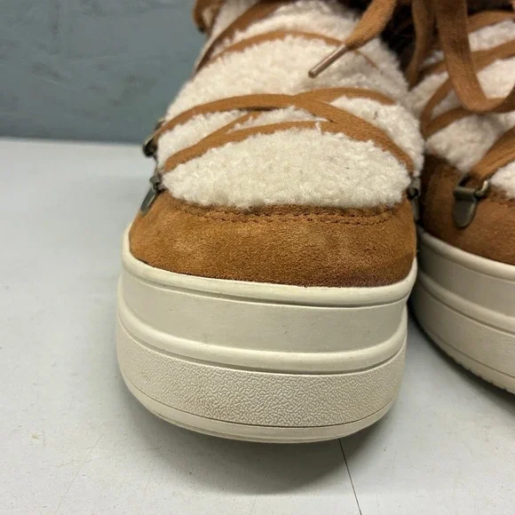 JSLIDES Winter Boots Women's Brown Suede Shearling Lined Lace Up Casual 8.5 - Picture 9 of 16